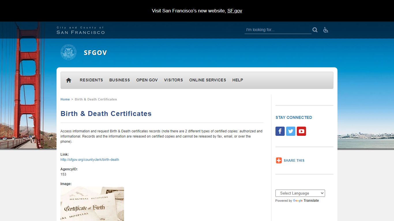 Birth & Death Certificates | SFGOV - San Francisco